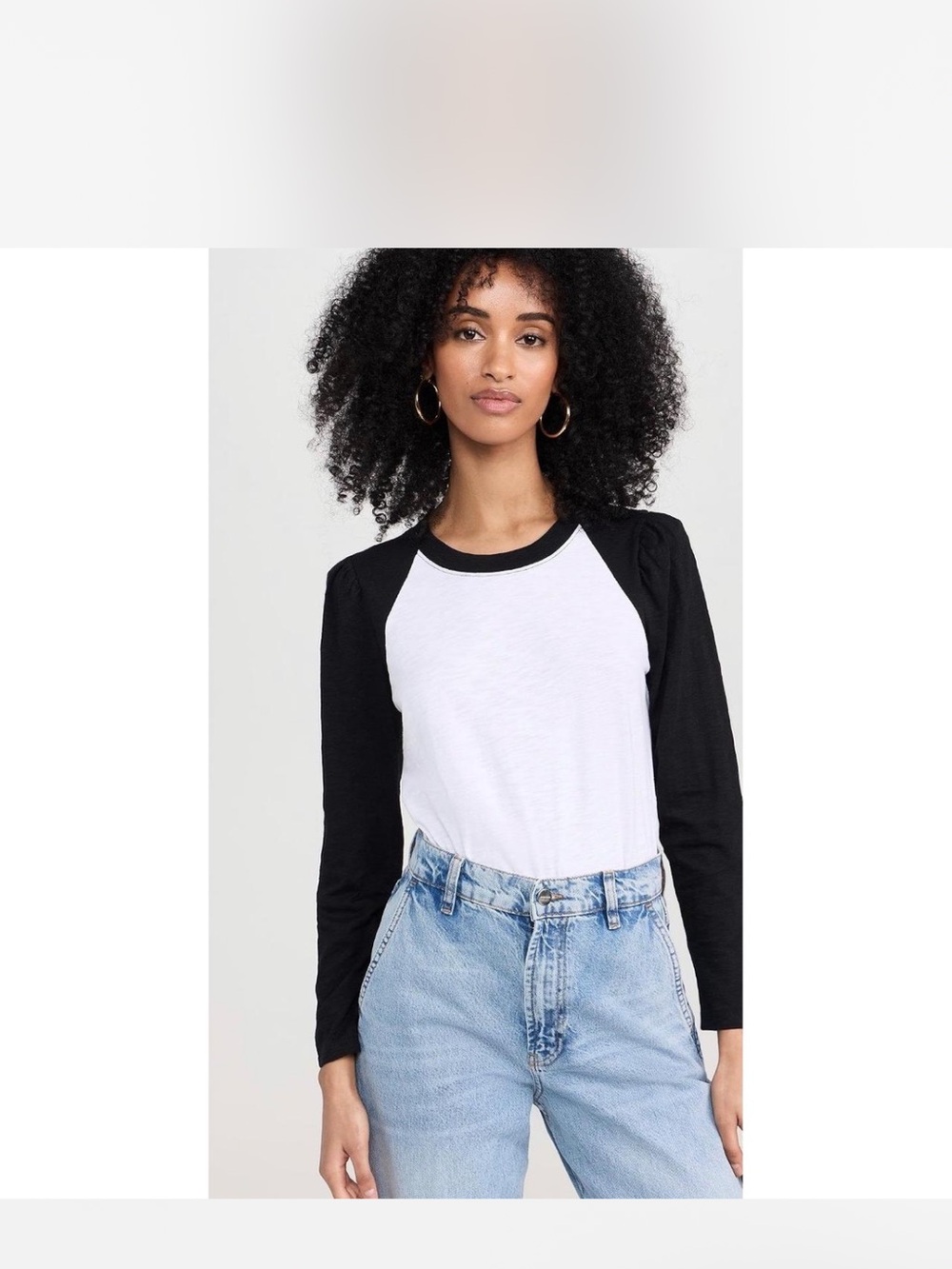 Veronica Beard Mason Tee
Black and White Raglan Puff-Sleeve Long Sleeve Tee
